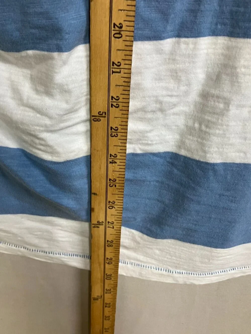 American Eagle T-Shirt Men XXL Blue White Striped Pocket Crew Neck Short Sleeves